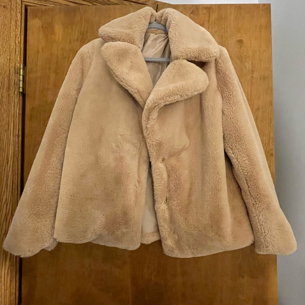 Pink coat, size Medium, reversible and cozy!